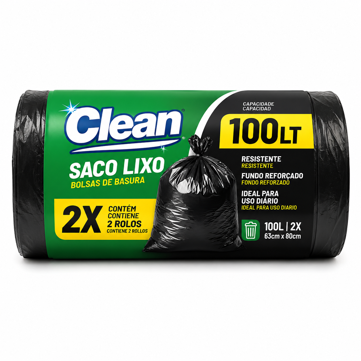 CLEAN SACO LIXO 100LT 2X