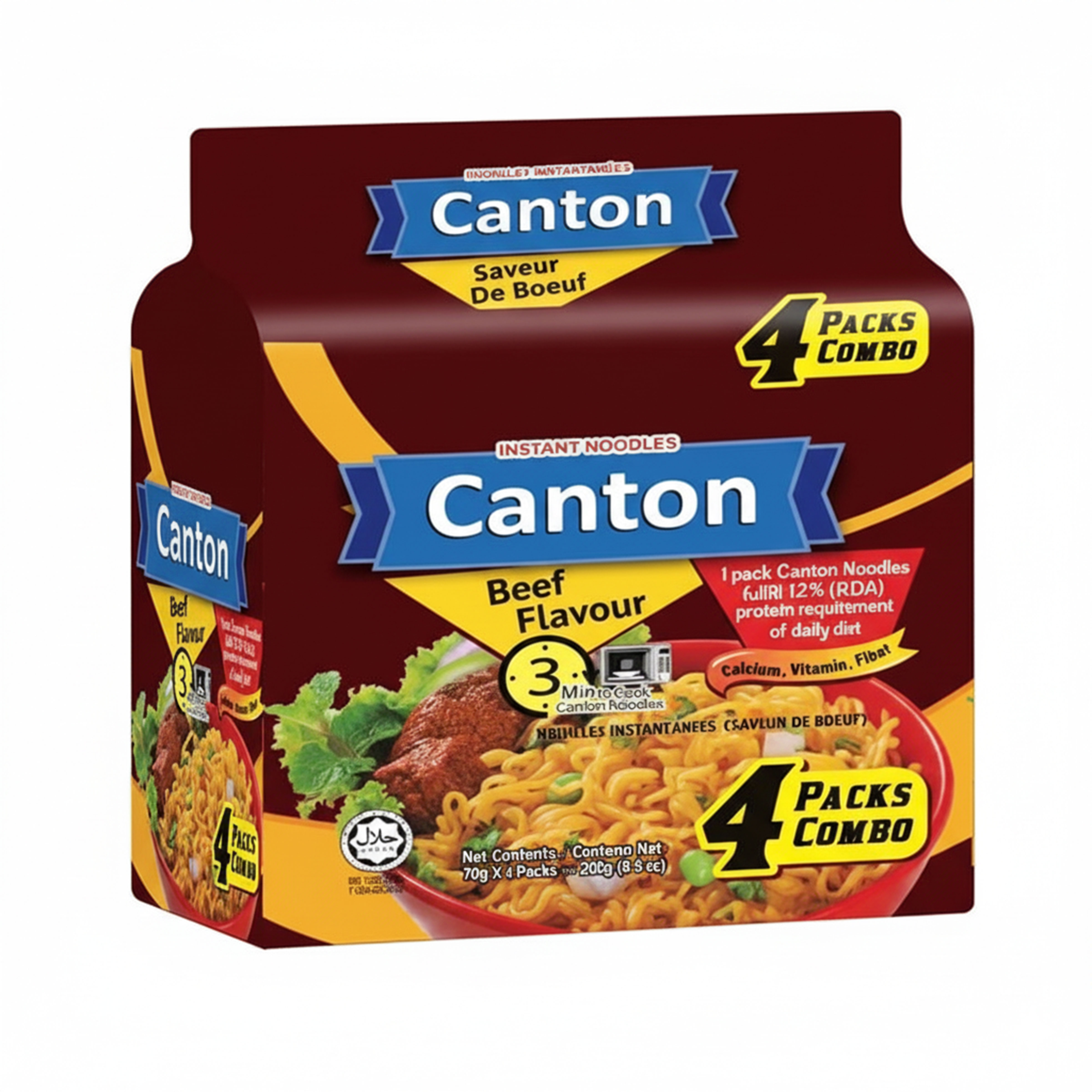 Canton Noodles Pack 4 Carne 15x70g (13102)